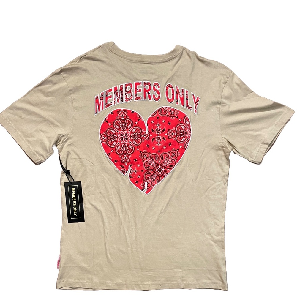 NWT Members Only Gold Beige Tee with Red Heart Large - Picture 2 of 7